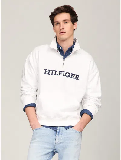 Tommy Hilfiger Embroidered Monotype Hoodie In Fresh White