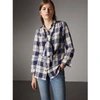 BURBERRY Pussy-bow Check Flannel Shirt,40609341