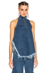 MARQUES' ALMEIDA DENIM HALTERNECK TOP IN BLUE.,RST17TP04DNM