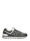 NEW BALANCE 574 BLACK LEATHER SNEAKERS,8001938