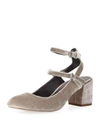 Rebecca Minkoff Brooke Velvet Chunky Heel Pump In Putty