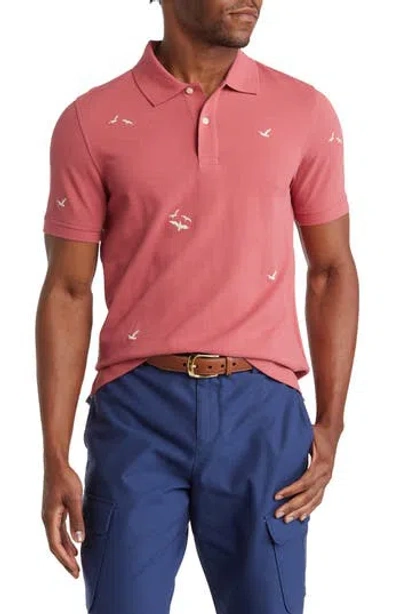 Brooks Brothers Original Fit Stretch Polo Shirt With Seagull Embroidery | Red | Size Small