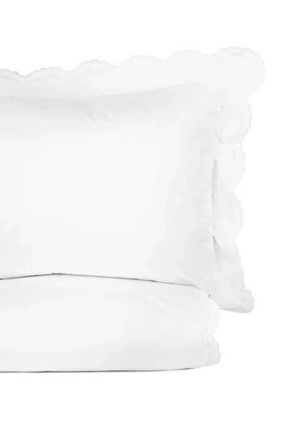 Melange Home Double Scalloped Embroidery Duvet Set In White