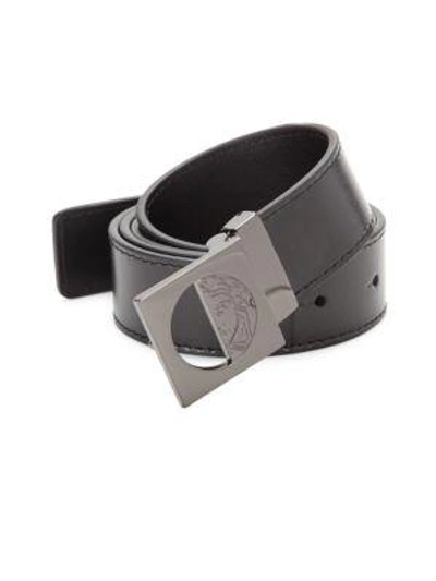 Versace Logo-accented Leather Belt In Black