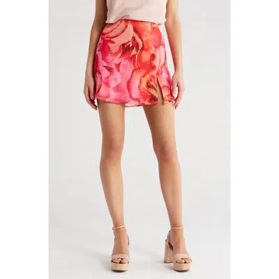 Lulus Ticket To Summer Hot Pink Multi Floral Print Chiffon Mini Skirt