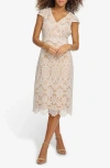 Kensie Floral Lace Dress In White/nude