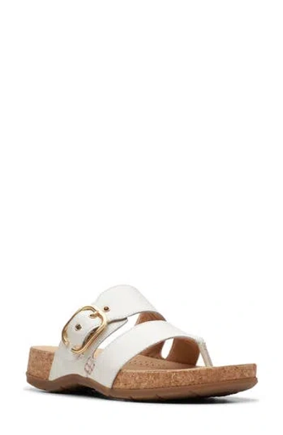 Clarks Reileigh Park Double Strap Thong Sandals In Off White