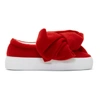 JOSHUA SANDERS Red Felt Bow Platform Slip-On Sneakers