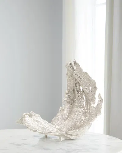 John-richard Collection Small Time-worn Leaf Sculpture, Brass In Silver