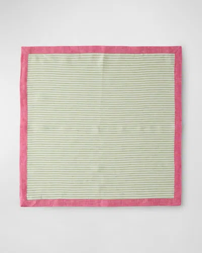 Deborah Rhodes Seersucker Border Napkins, Set Of 4 In Pink