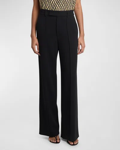 Proenza Schouler Weyes Raised-seam High-waisted Flared Trousers In Black