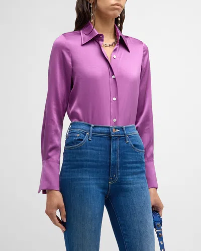 Ramy Brook Victoria Stretch Silk Button-front Top In Deep Lilac