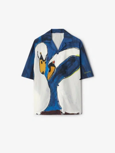 Burberry Swan-print Shirt In Knight