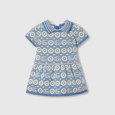 Gucci Babies' Kleid Aus Baumwolle Mit Doppel G In Blue