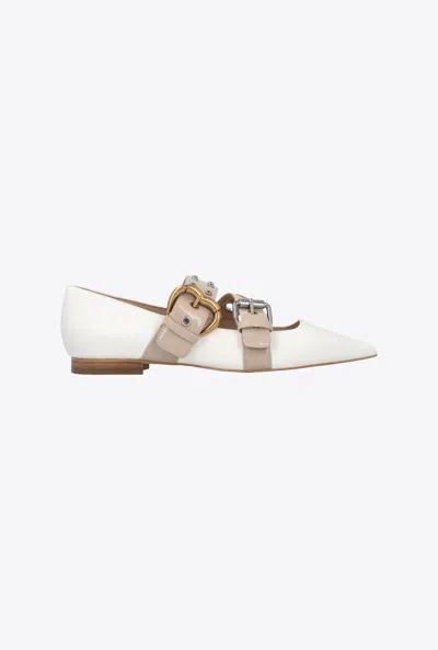 Pinko Ballerinas With Buckles In Pure White