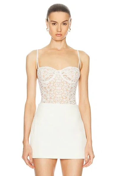 Kiki De Montparnasse Lola Embroidered Tulle Underwired Bustier Top In Ivory