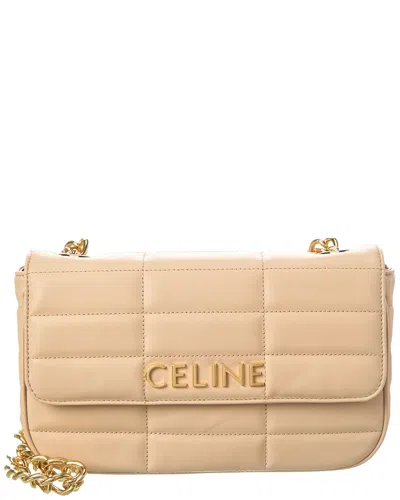 Celine Matelasse Monochrome Leather Shoulder Bag In Beige