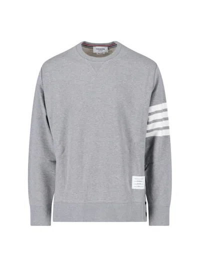 Thom Browne Loopback Jersey Knit 4-bar Crewneck Sweatshirt In Grey