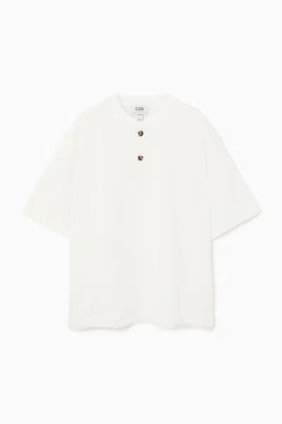 Cos Oversized Half-placket T-shirt In White