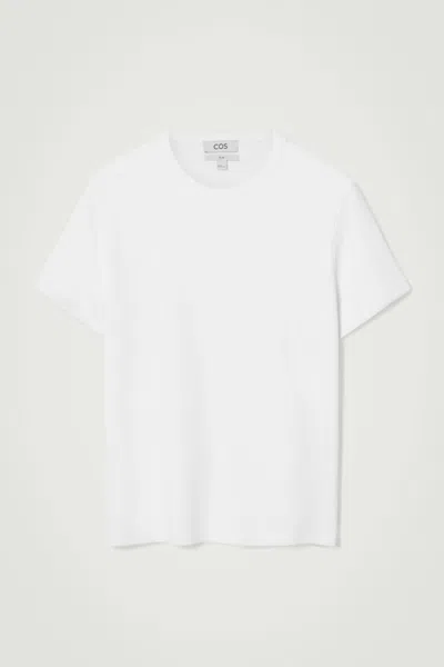 Cos Slim Ribbed T-shirt In White
