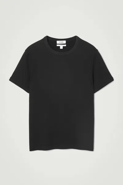 Cos Slim Ribbed T-shirt In Black