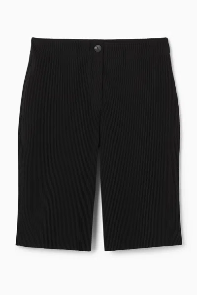 Cos Pleated Bermuda Shorts In Black