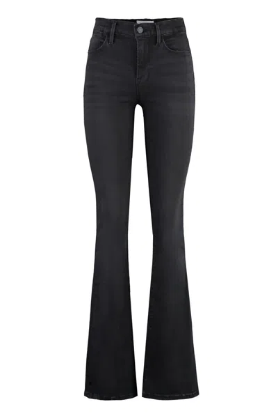 Frame High-rise Flared Jeans In Black