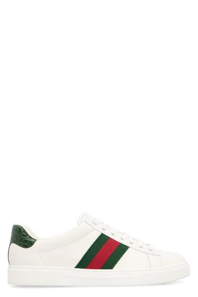 Gucci Ace Leather Low-top Sneakers In White