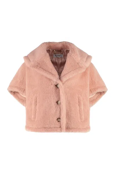 Max Mara Cambusa Wool Blend Cape Coat In Pink