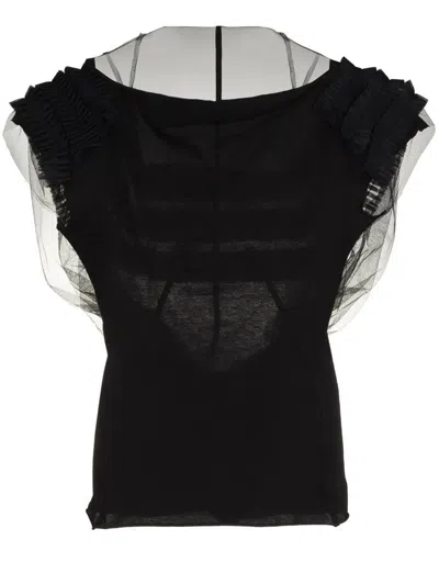 Rick Owens Blouse With Boat Neckline In Black