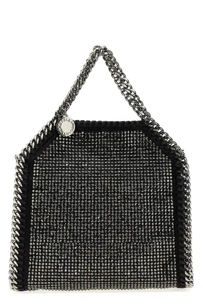 Stella Mccartney Micro Falabella Tote Bag With Crystals In Black/hematite