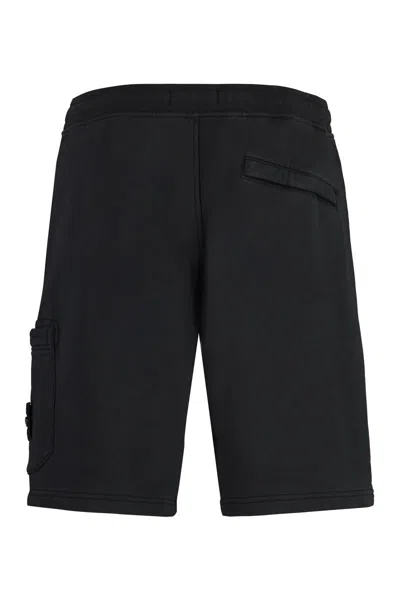 Stone Island Cotton Bermuda Shorts In Black