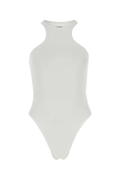 Attico Racerback Ribbed Swimsuit In Weiss