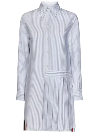 Thom Browne Oxford Stripe Oversized Shirtdress In White