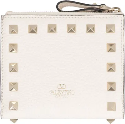Valentino Garavani Valentino  - Rockstud Small Leather Flap-over Wallet In Ivory