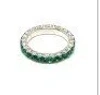 Graziela Emerald Center & Diamond 3 Sided Band Ring In Green