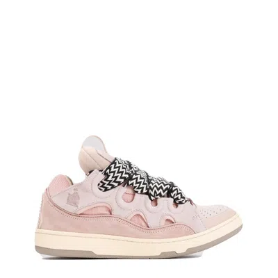 Lanvin Pink Curb Leather Sneakers In Neutrals