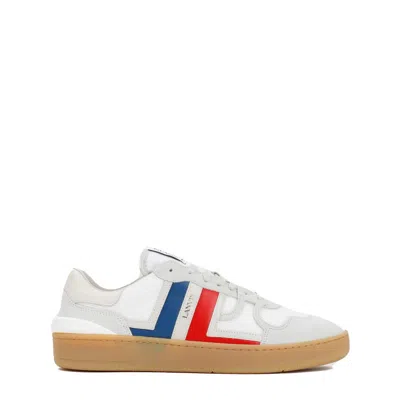 Lanvin Clay Suede-panels Mesh Sneakers In White