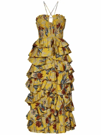 Ulla Johnson Josefine Printed Cotton Midi Dress In Brown