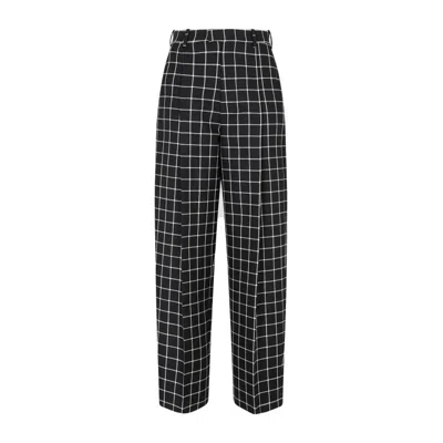 Marni Checkered Cropped Wool Trousers In Black