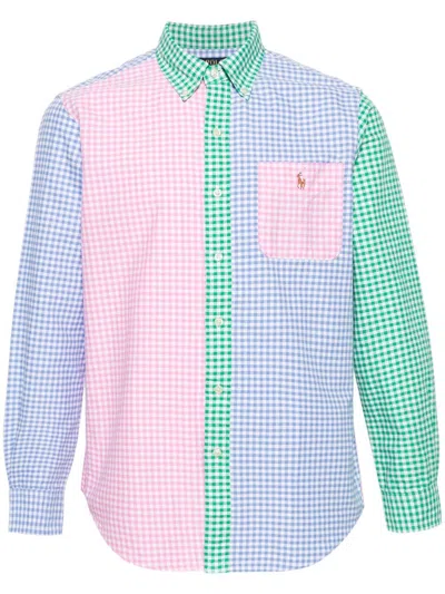 Polo Ralph Lauren Pink, Green And Blue Checkered Logo Patch Shirt - Men's - Cotton In White