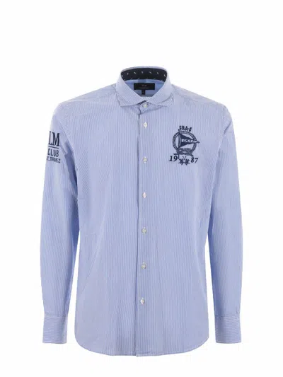 La Martina Shirt In Azzurro/bianco