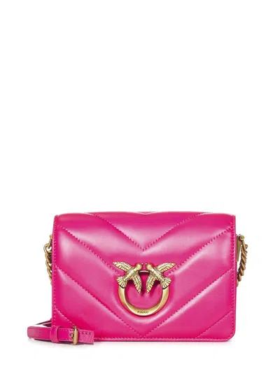 Pinko Mini Love Bag Click Big Chevron Shoulder Bag In Fuchsia