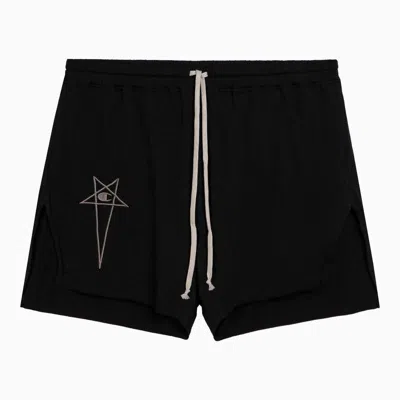 Rick Owens Dolphin Short With Logo In Black
