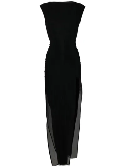 Rick Owens Long Dress With Ruffles In Black