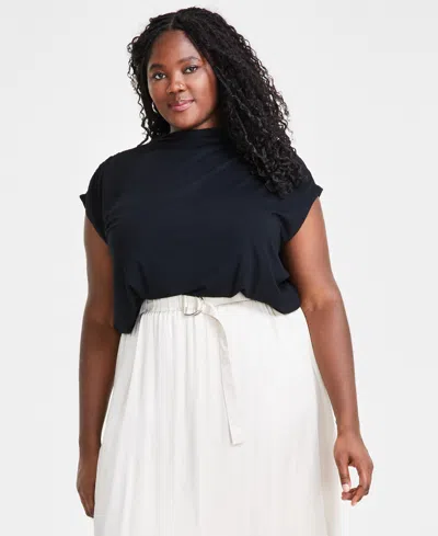 Bar Iii Trendy Plus Size Short Sleeve Blouson Top Belted Maxi Skirt Created For Macys In Teal Oasis