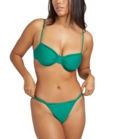Volcom Juniors Simply Seamless Underwire Bikini Top Seamless Cheeky Bikini Bottoms In Emerald Green