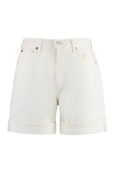 Agolde Cotton Bermuda Shorts In White