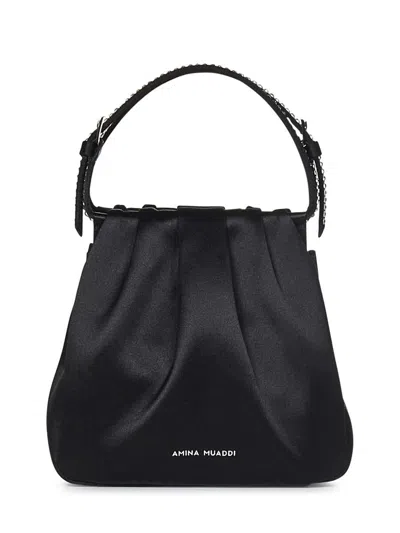 Amina Muaddi Vittoria Crystal Handbag In Black