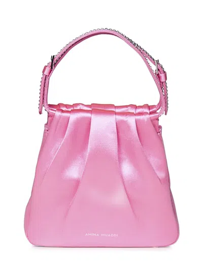 Amina Muaddi Vittoria Crystal Handbag In Pink
